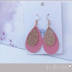 rose and gold handmade vegano leather earrings